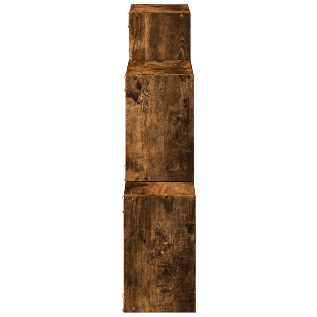 Wandkast 78x18x71 cm bewerkt hout gerookt eikenkleurig
