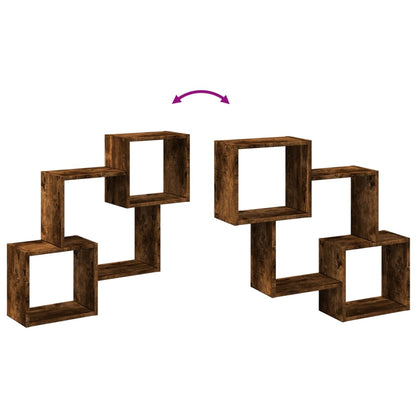 Wandkast 78x18x71 cm bewerkt hout gerookt eikenkleurig