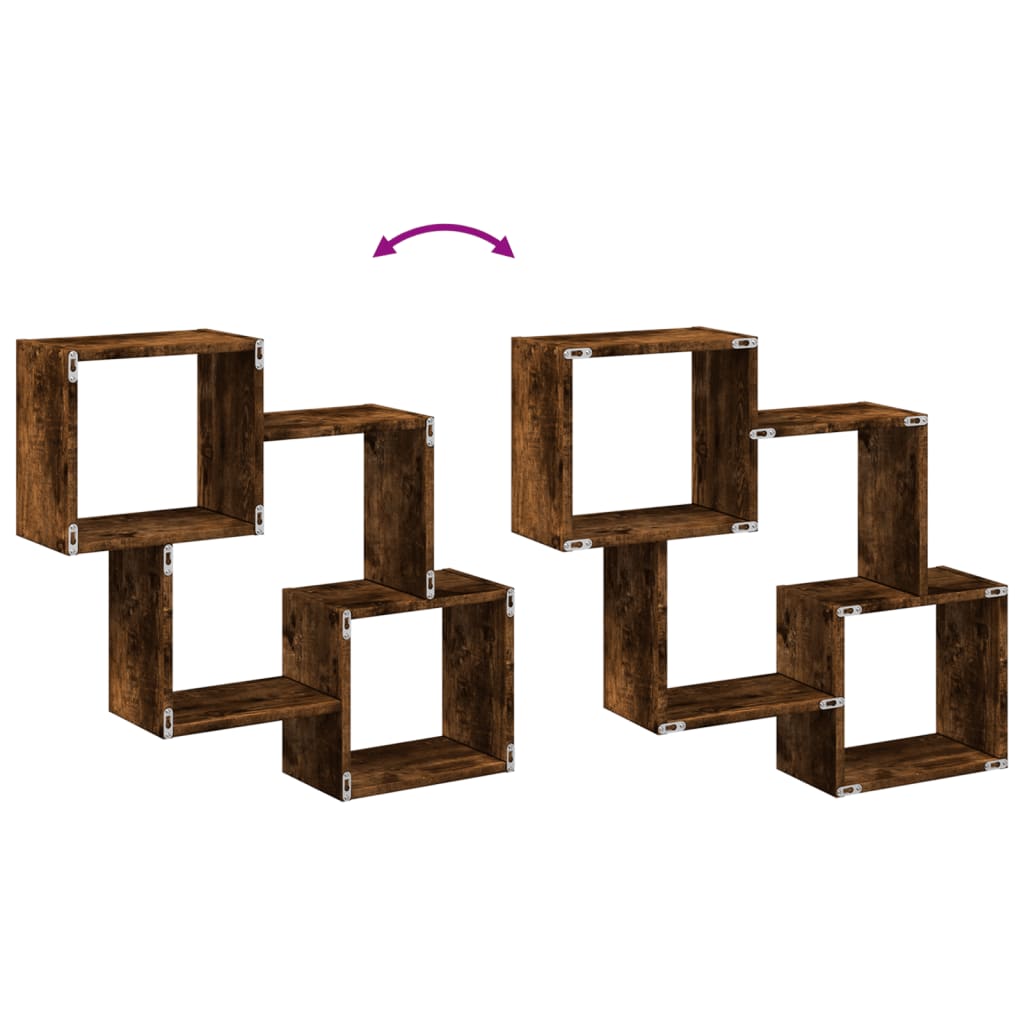 Wandkast 78x18x71 cm bewerkt hout gerookt eikenkleurig