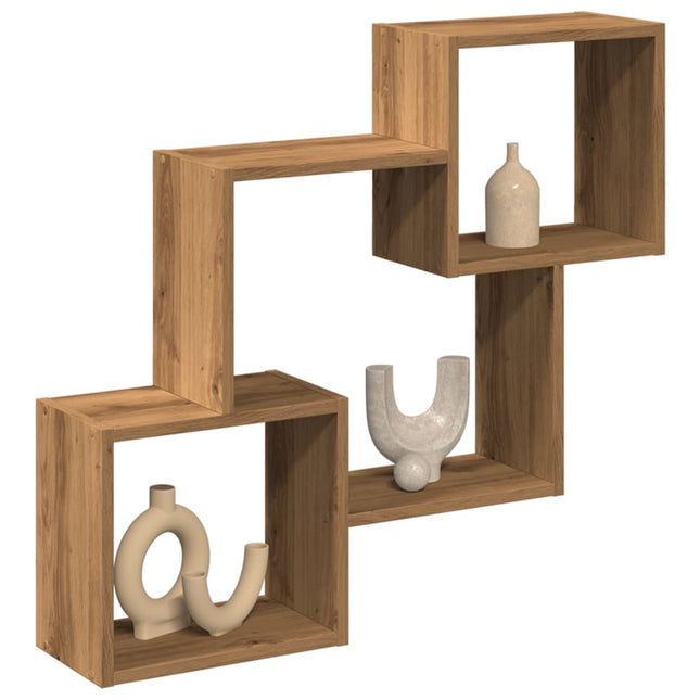 Wandkast 78x18x71 cm bewerkt hout artinsanaal eikenkleurig