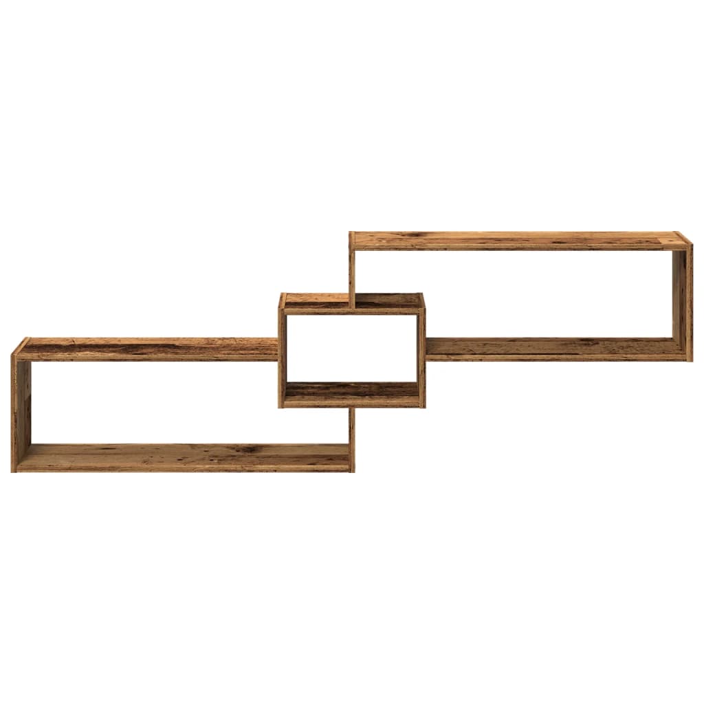 Wandkast 158x18x53 cm bewerkt hout oud houtkleurig