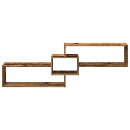 Wandkast 158x18x53 cm bewerkt hout oud houtkleurig