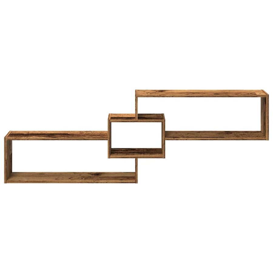 Wandkast 158x18x53 cm bewerkt hout oud houtkleurig