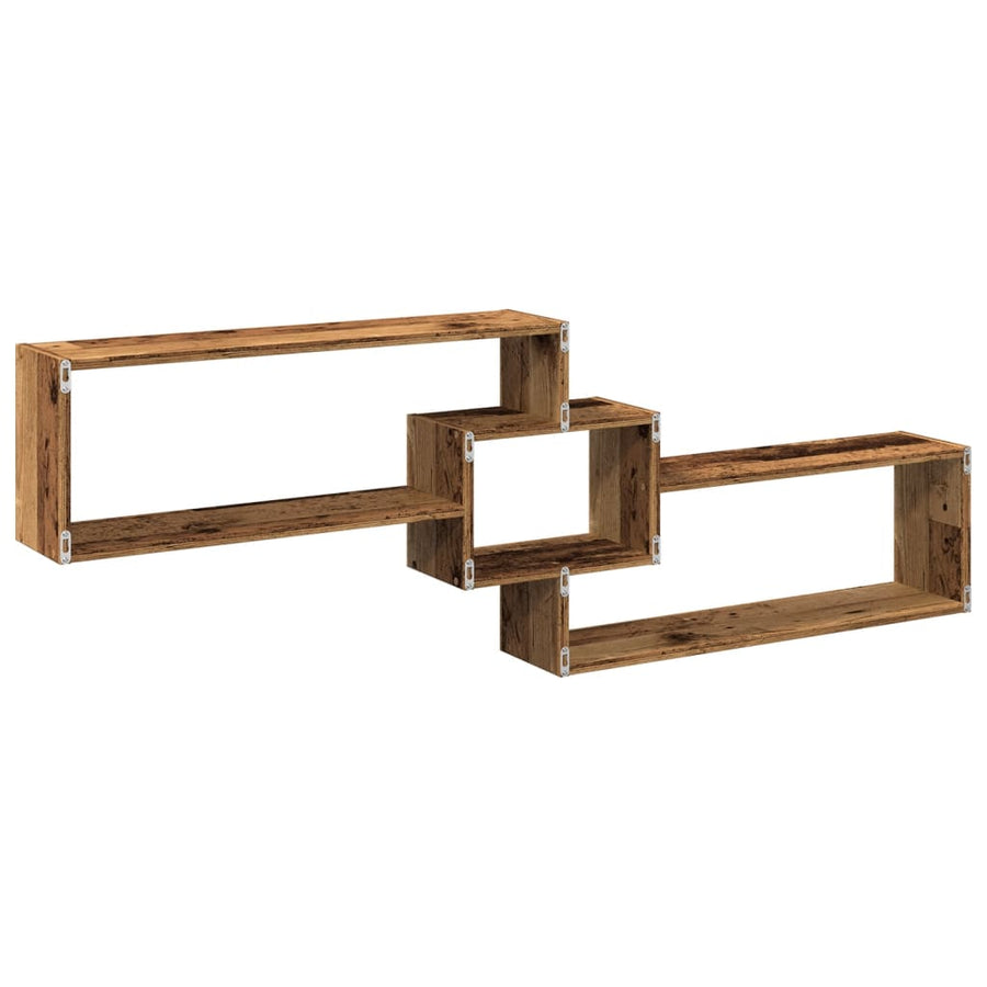 Wandkast 158x18x53 cm bewerkt hout oud houtkleurig