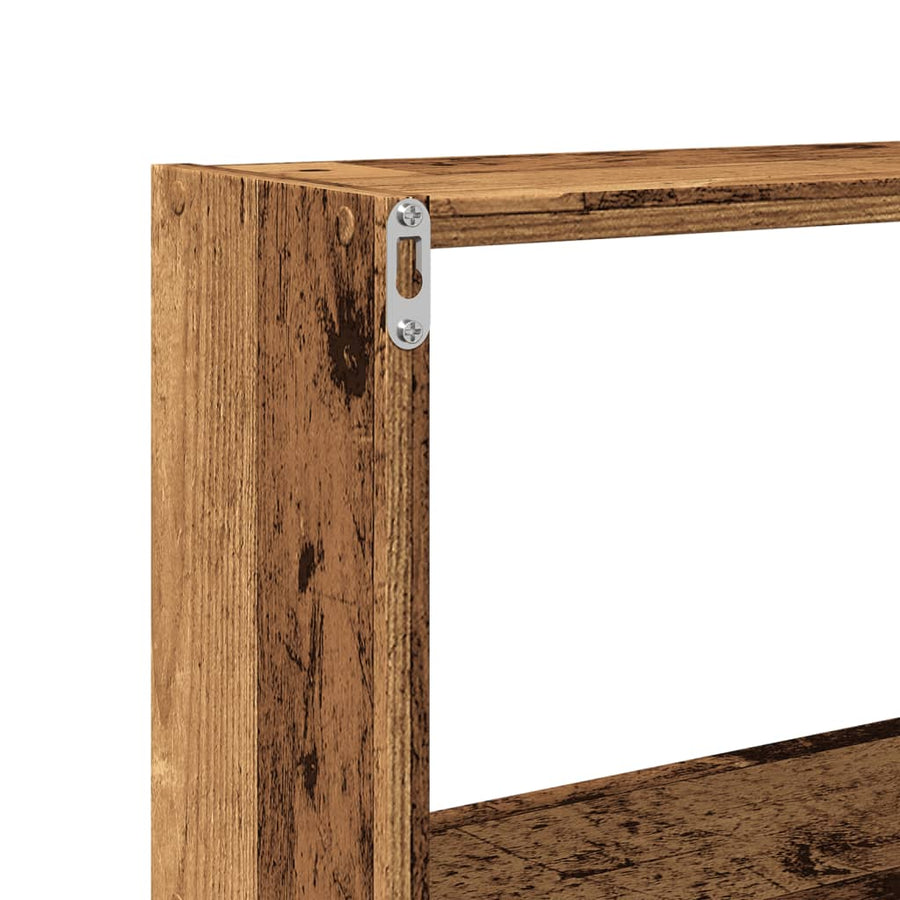 Wandkast 158x18x53 cm bewerkt hout oud houtkleurig