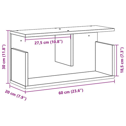 Wandkast 60x20x30 cm bewerkt hout zwart