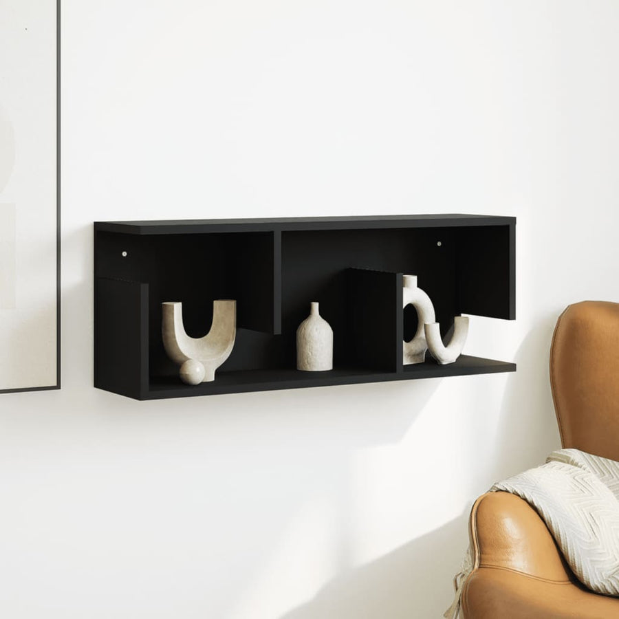 Wandkast 80x20x30 cm bewerkt hout zwart