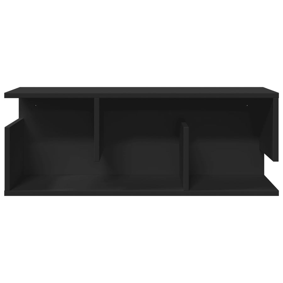 Wandkast 80x20x30 cm bewerkt hout zwart