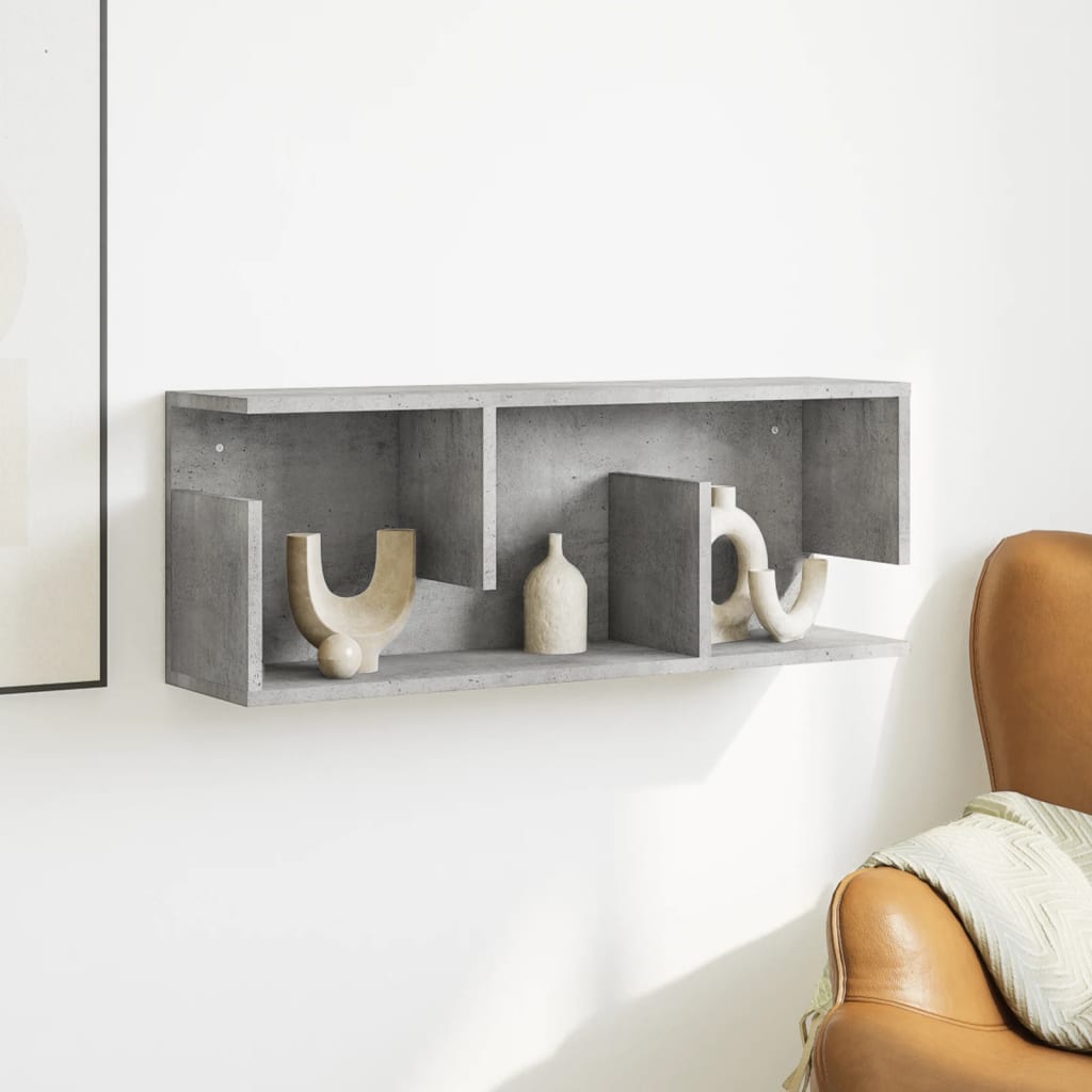 Wandkast 80x20x30 cm bewerkt hout betongrijs
