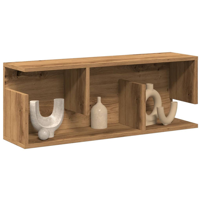 Wandkast 80x20x30 cm bewerkt hout artinsanaal eikenkleurig