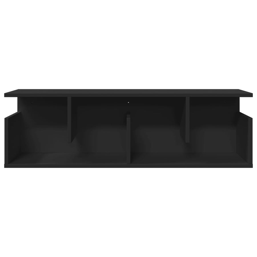 Wandkast 100x20x30 cm bewerkt hout zwart