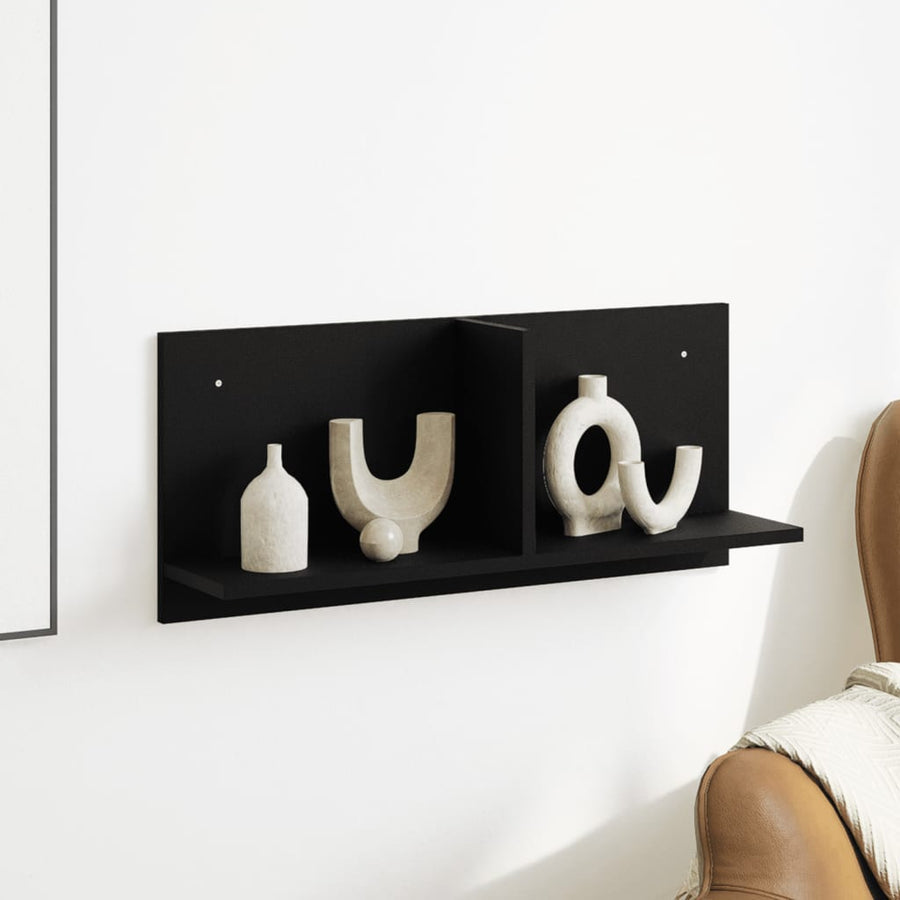 Wandkast 70x16,5x30 cm bewerkt hout zwart