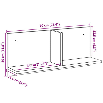 Wandkast 70x16,5x30 cm bewerkt hout betongrijs