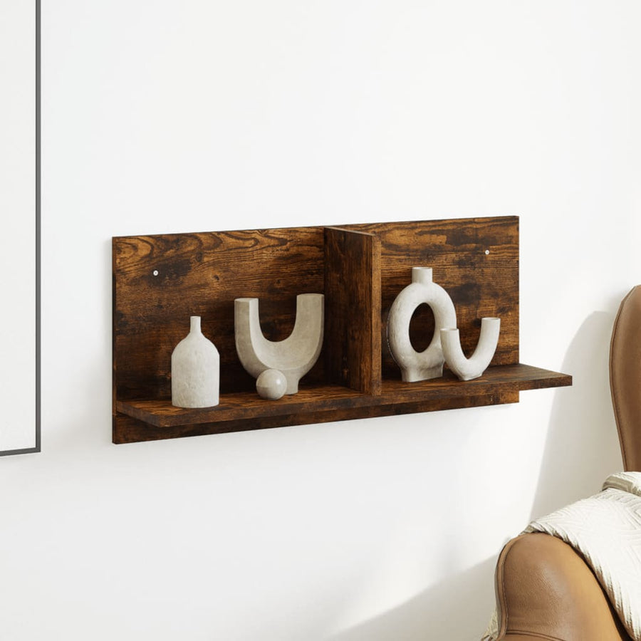 Wandkast 70x16,5x30 cm bewerkt hout gerookt eikenkleurig