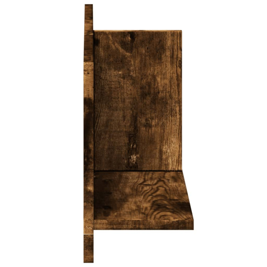 Wandkast 70x16,5x30 cm bewerkt hout gerookt eikenkleurig