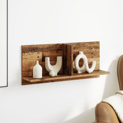 Wandkast 70x16,5x30 cm bewerkt hout oud houtkleurig