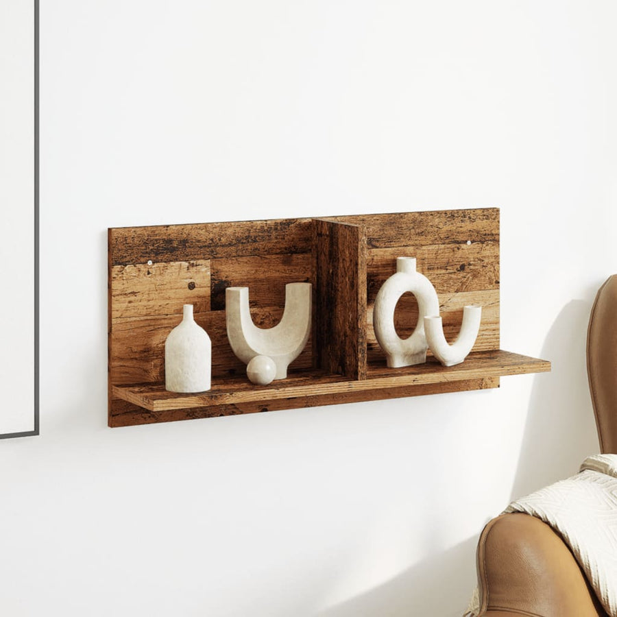 Wandkast 70x16,5x30 cm bewerkt hout oud houtkleurig