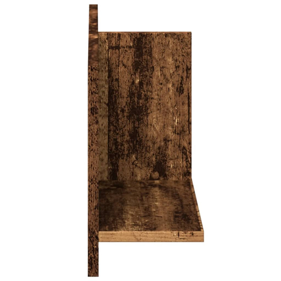 Wandkast 70x16,5x30 cm bewerkt hout oud houtkleurig