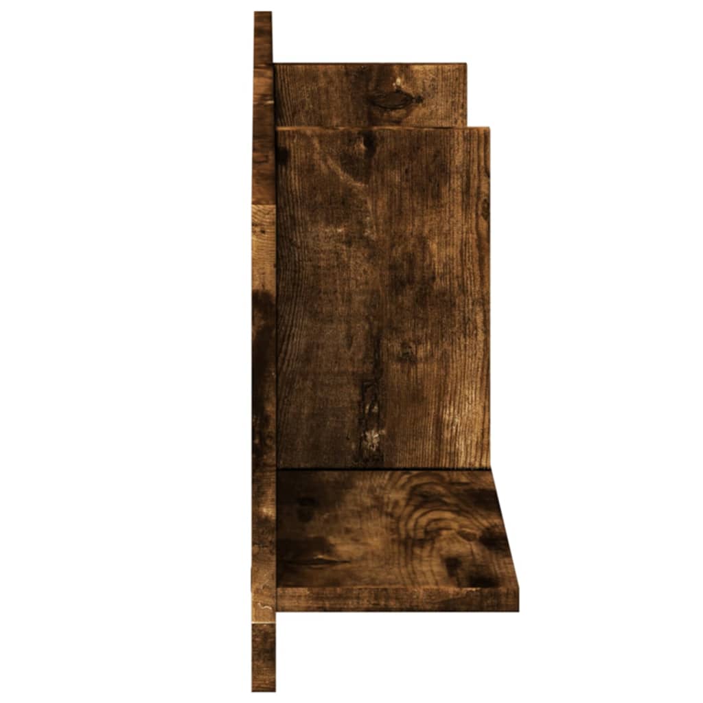 Wandkast 100x16,5x30 cm bewerkt hout gerookt eikenkleurig