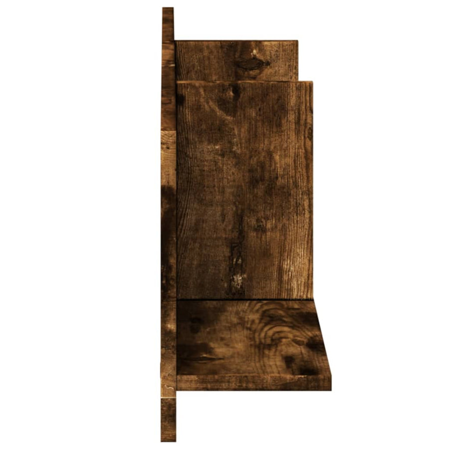 Wandkast 100x16,5x30 cm bewerkt hout gerookt eikenkleurig