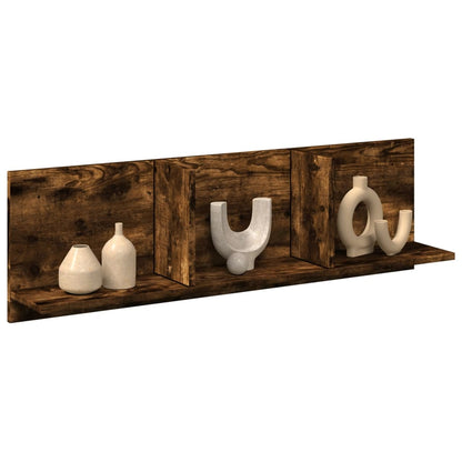 Wandkast 100x16,5x30 cm bewerkt hout gerookt eikenkleurig
