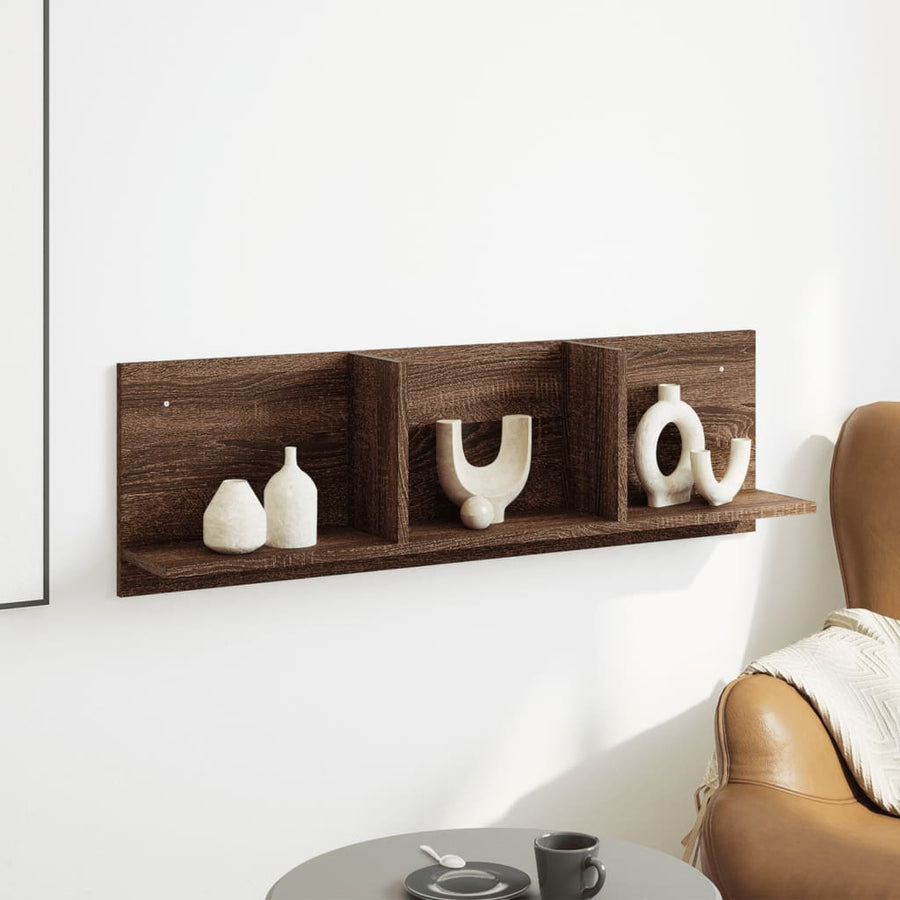 Wandkast 100x16,5x30 cm bewerkt hout bruin eikenkleur