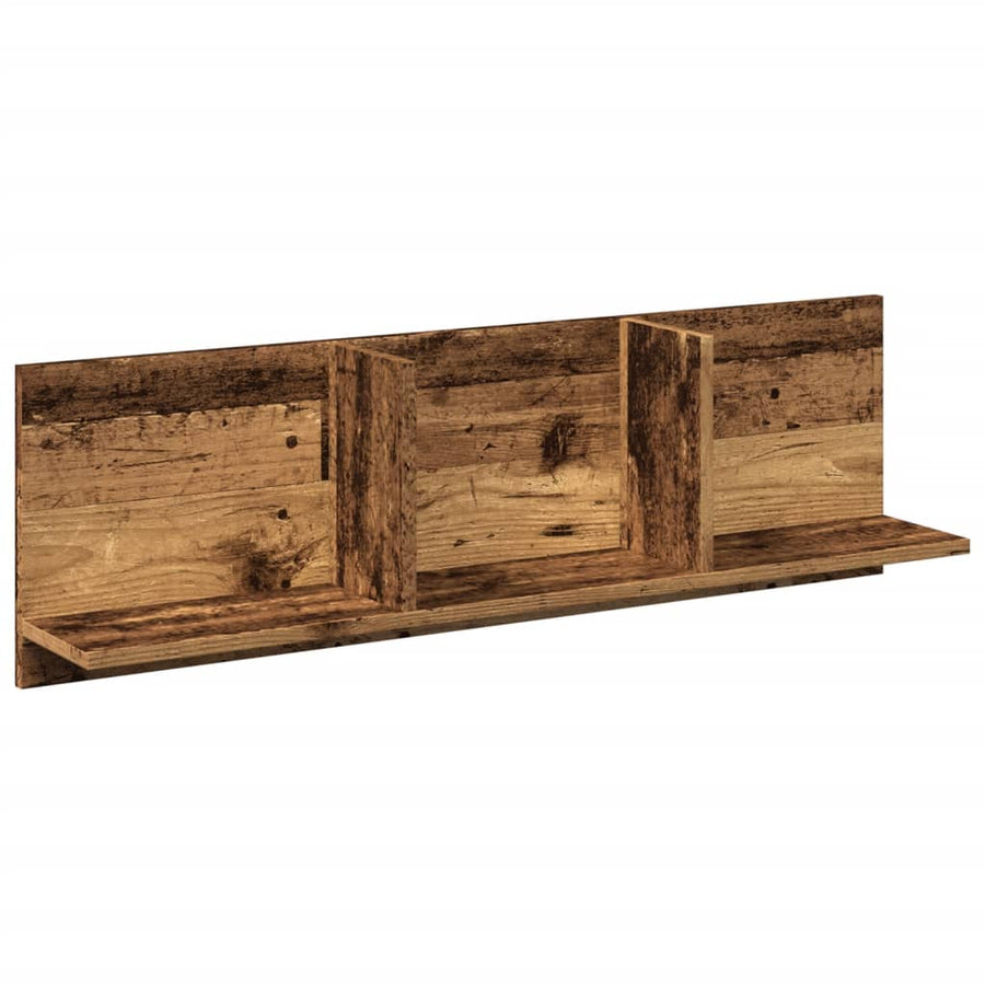 Wandkast 100x16,5x30 cm bewerkt hout oud houtkleurig