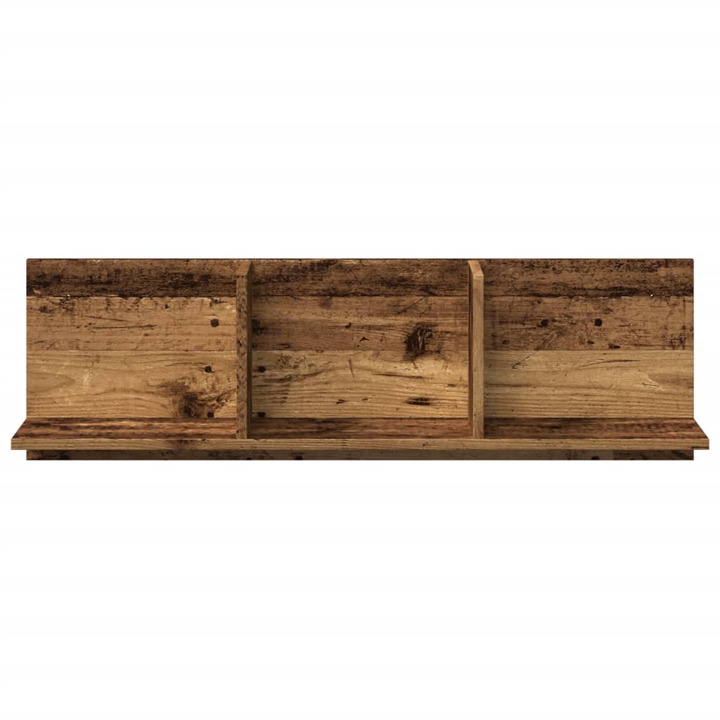 Wandkast 100x16,5x30 cm bewerkt hout oud houtkleurig