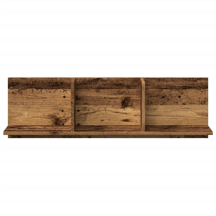 Wandkast 100x16,5x30 cm bewerkt hout oud houtkleurig