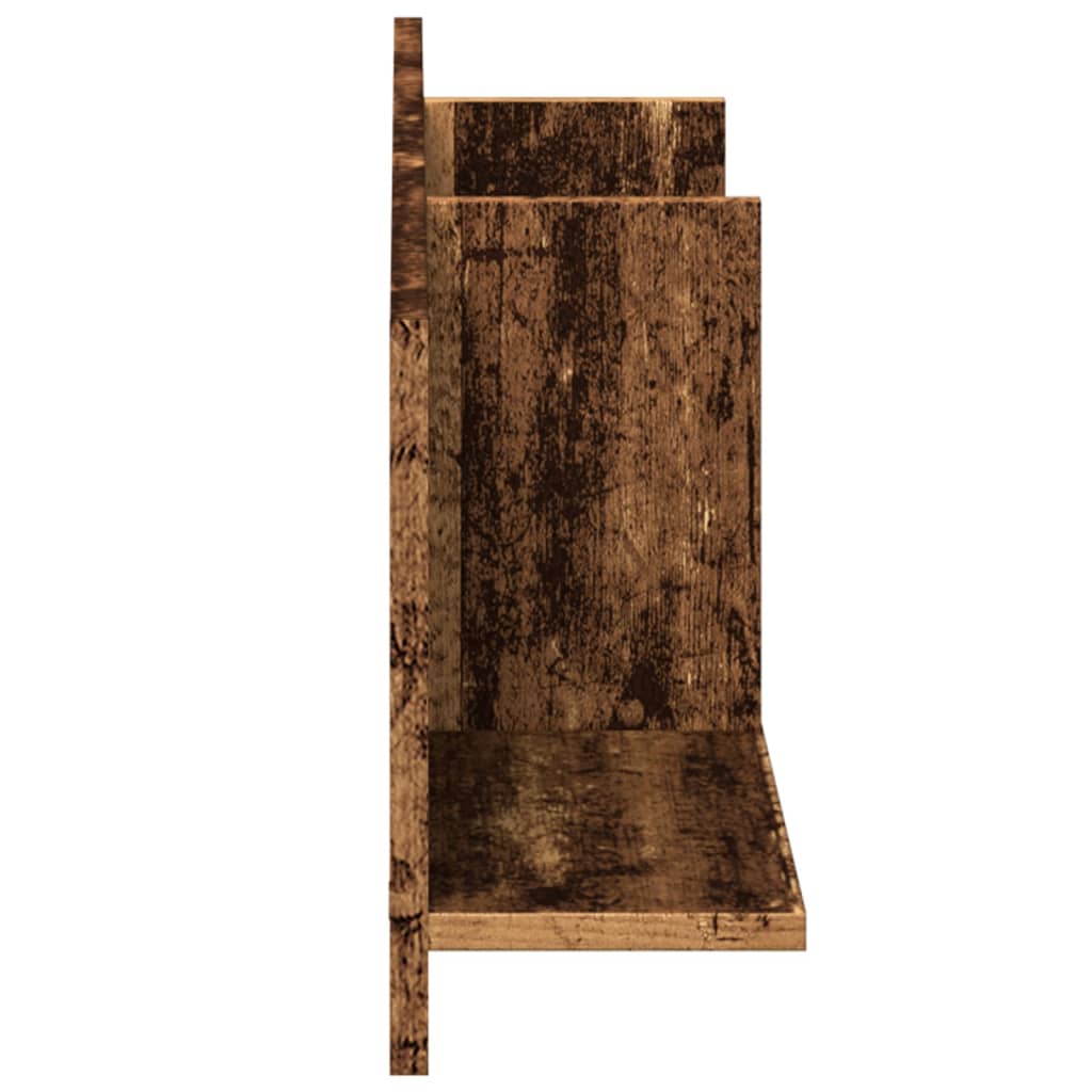 Wandkast 100x16,5x30 cm bewerkt hout oud houtkleurig