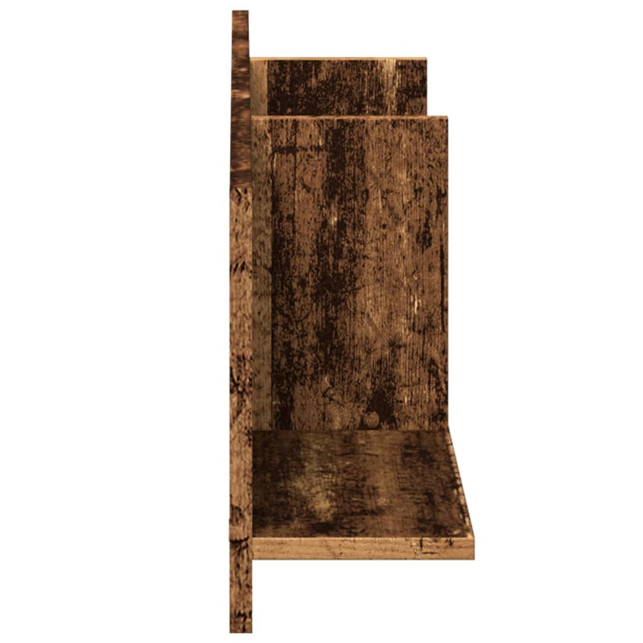Wandkast 100x16,5x30 cm bewerkt hout oud houtkleurig