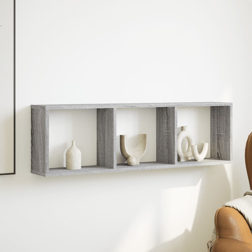 Wandkast Bewerkt Hout Eikenkleurig Grijs Sonoma 100 x 16 x 30 cm