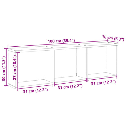 Wandkast Bewerkt Hout Eikenkleurig Grijs Sonoma 100 x 16 x 30 cm