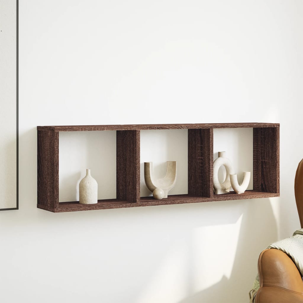 Wandkast 100x16x30 cm bewerkt hout bruin eikenkleur