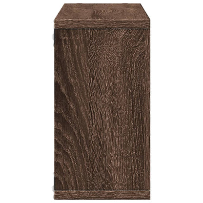 Wandkast 100x16x30 cm bewerkt hout bruin eikenkleur