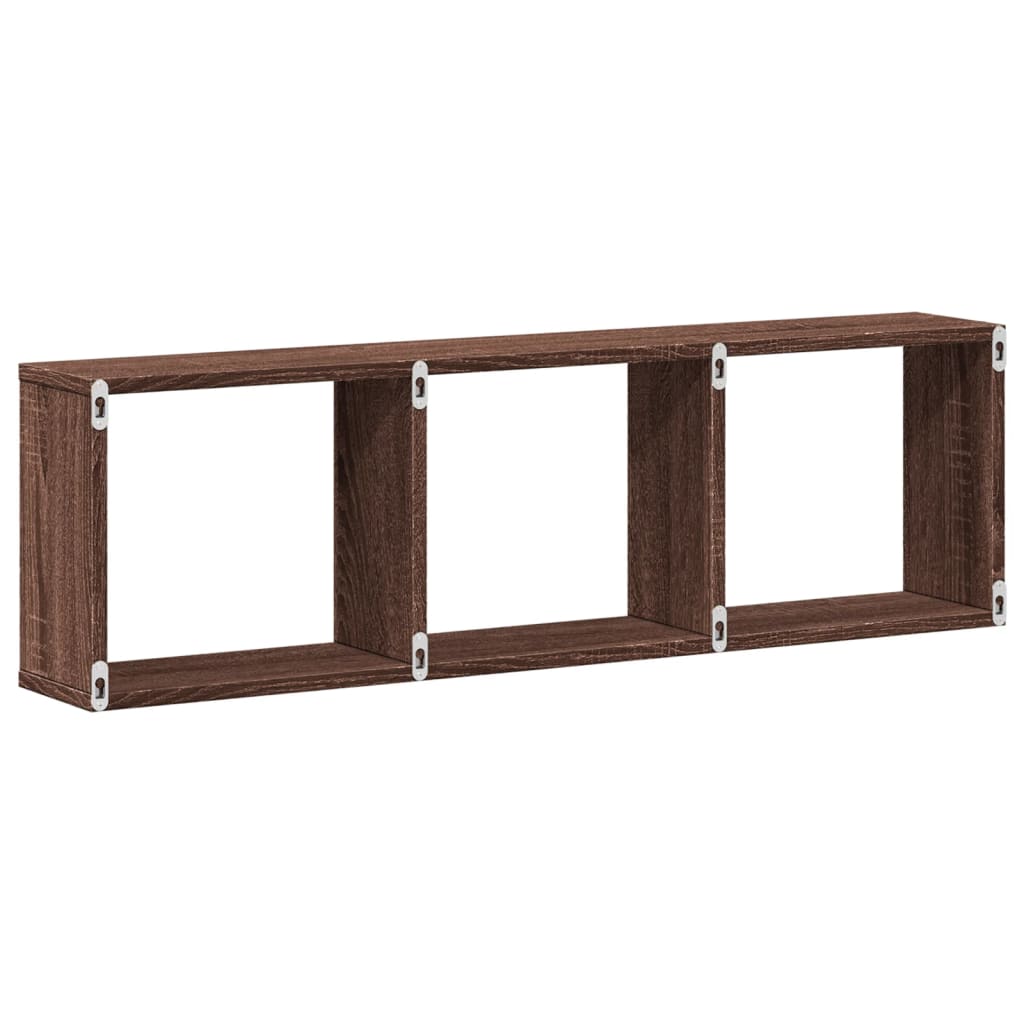 Wandkast 100x16x30 cm bewerkt hout bruin eikenkleur