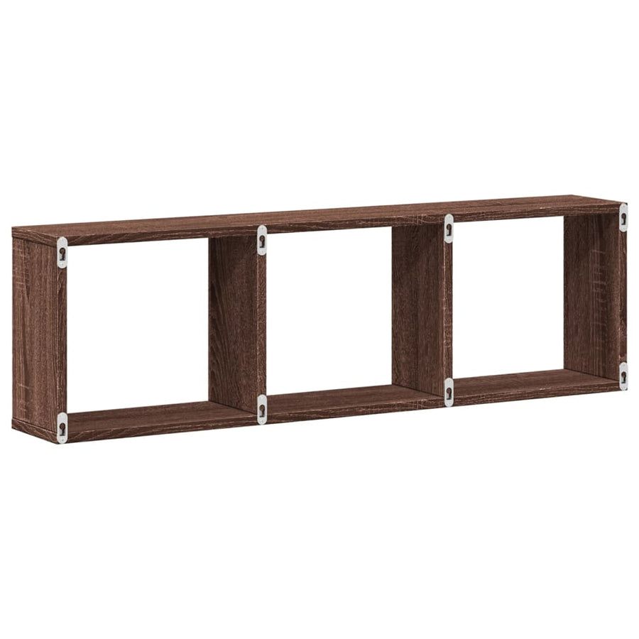 Wandkast 100x16x30 cm bewerkt hout bruin eikenkleur