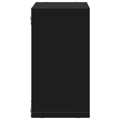 Wandkast 60x16x30 cm bewerkt hout zwart