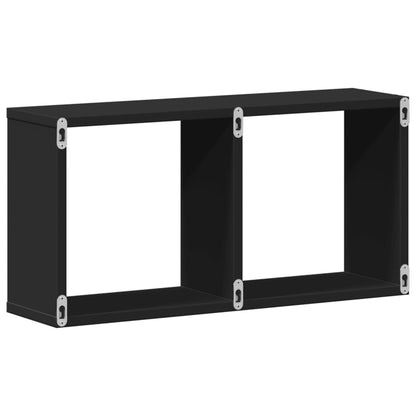 Wandkast 60x16x30 cm bewerkt hout zwart