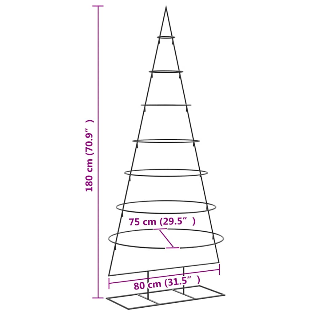 Kerstdecoratie kerstboom 180 cm metaal zwart