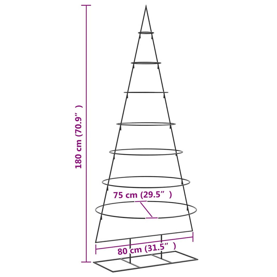 Kerstdecoratie kerstboom 180 cm metaal zwart