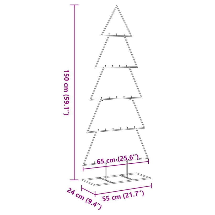 Kerstdecoratie Kerstboom Metaal Zwart 150 cm