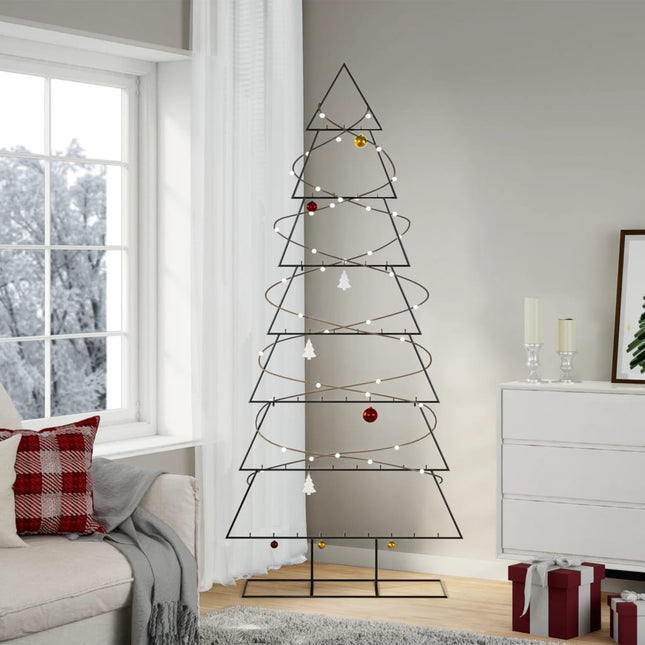 Kerstdecoratie kerstboom 210 cm metaal zwart