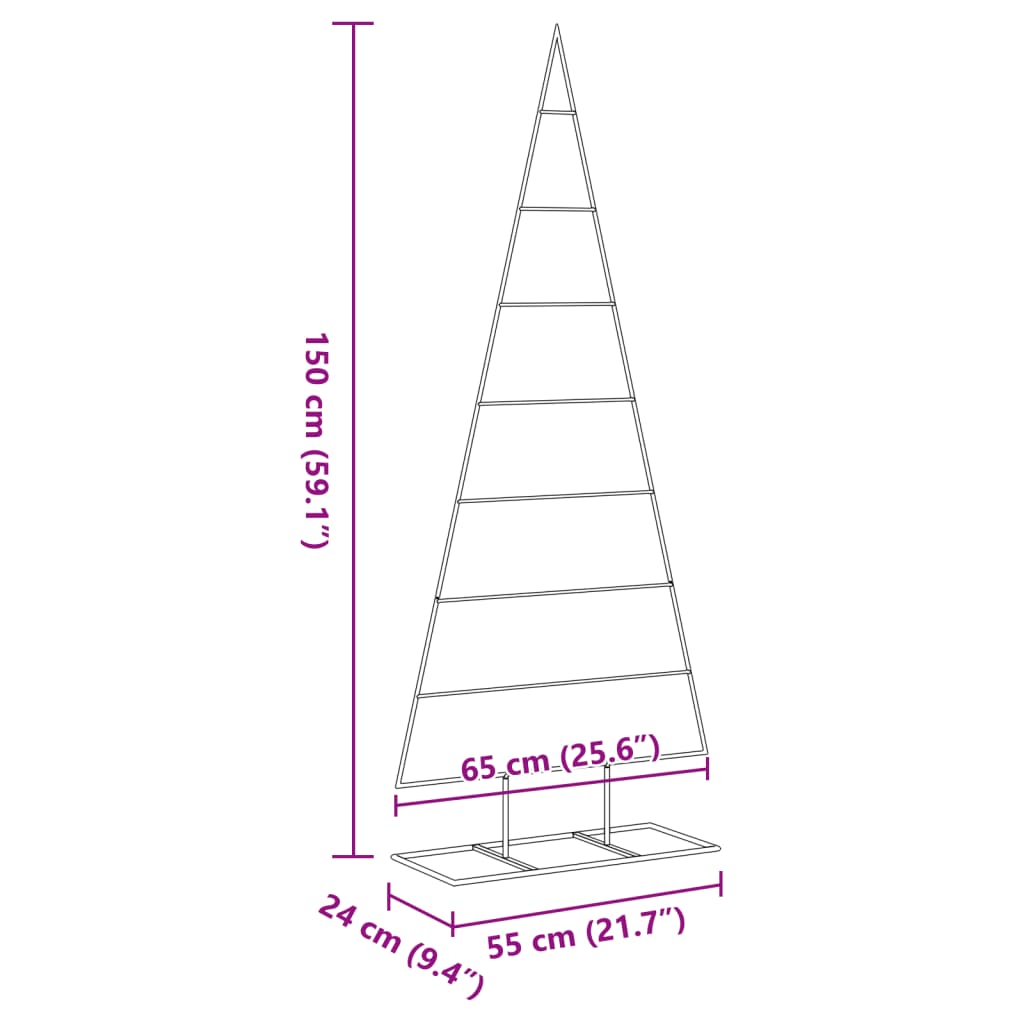 Kerstdecoratie kerstboom 150 cm metaal zwart
