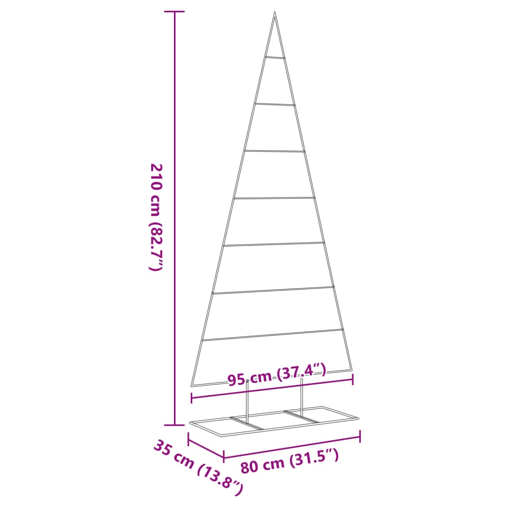 Kerstdecoratie Kerstboom Metaal Zwart 210 cm