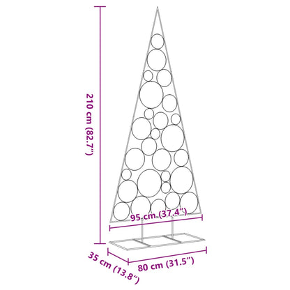 Kerstdecoratie kerstboom 210 cm metaal zwart