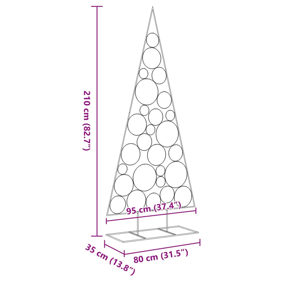 Kerstdecoratie kerstboom 210 cm metaal zwart