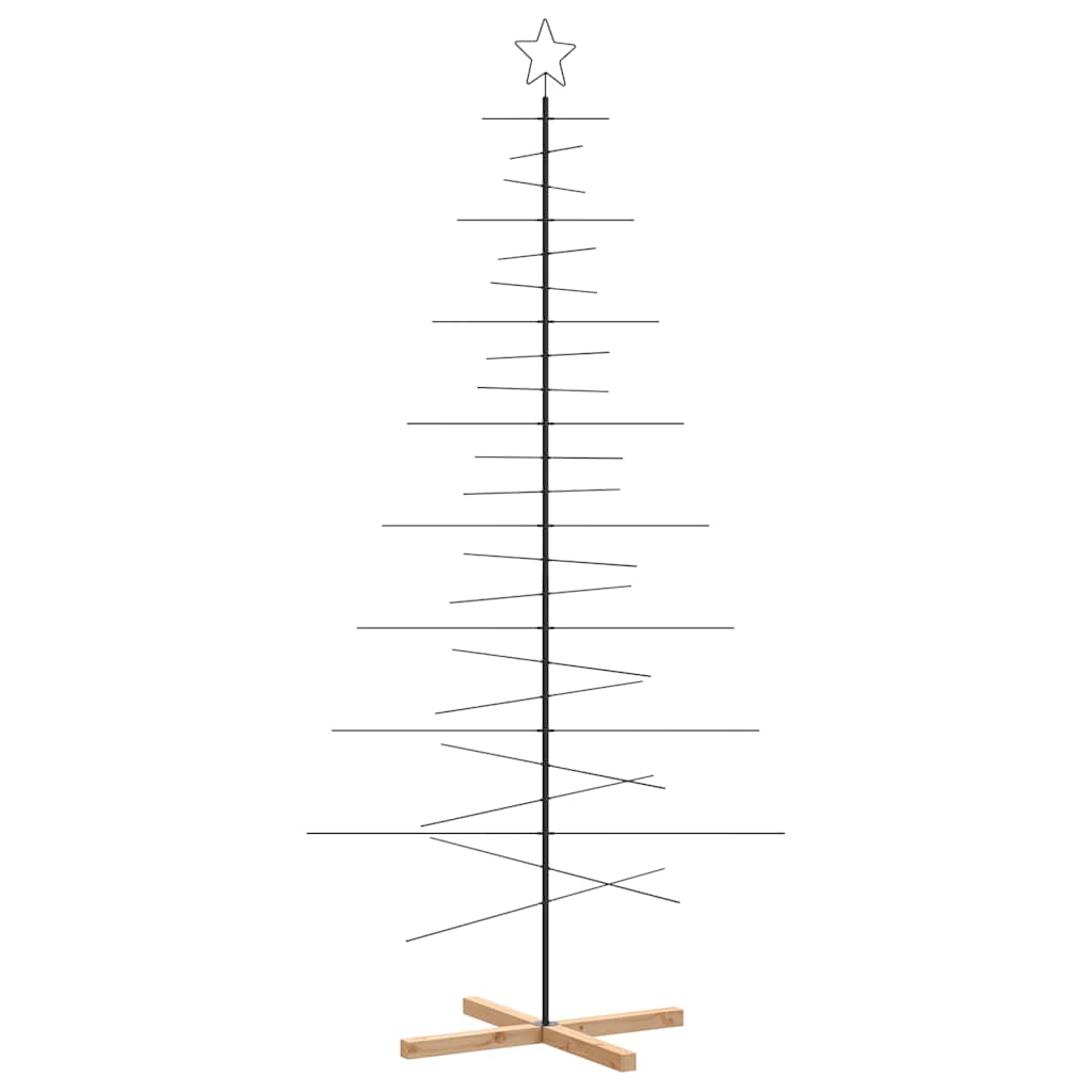 Kerstdecoratie Kerstboom Met Houten Basis Metaal Zwart 210 cm