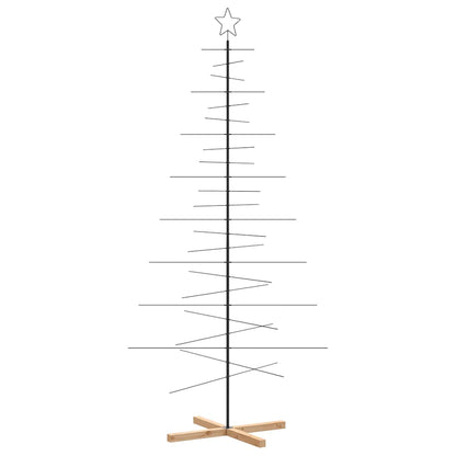 Kerstdecoratie Kerstboom Met Houten Basis Metaal Zwart 210 cm