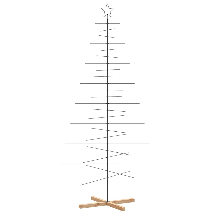 Kerstdecoratie Kerstboom Met Houten Basis Metaal Zwart 210 cm